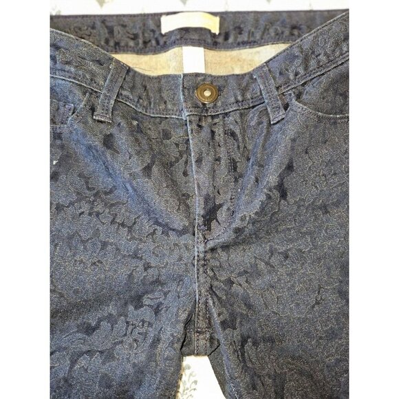 Banana Republic Velvet Skinny Jeans 27L Navy Floral Pants Soft Stretch - Picture 14 of 16
